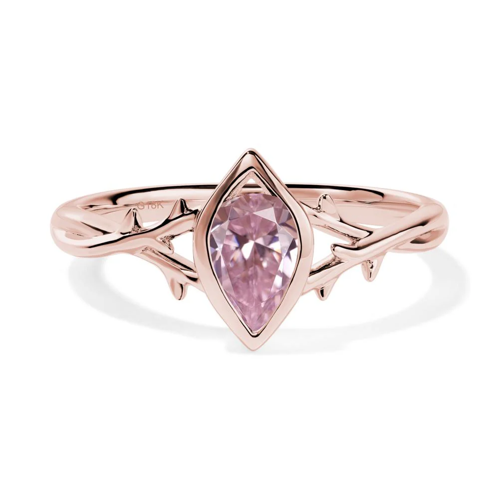 Pink Cubic Zirconia Twig Bezel Set Ring - Image 9