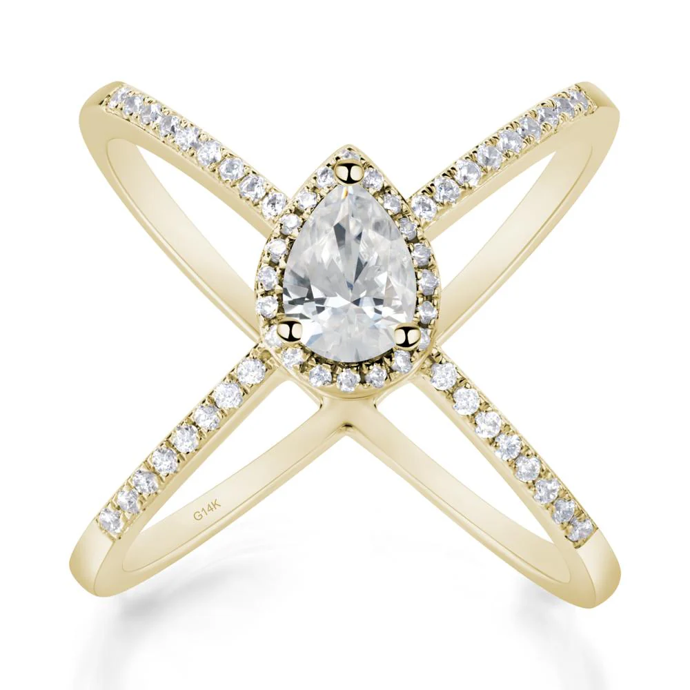Pear Shaped Cubic Zirconia Criss Cross Ring