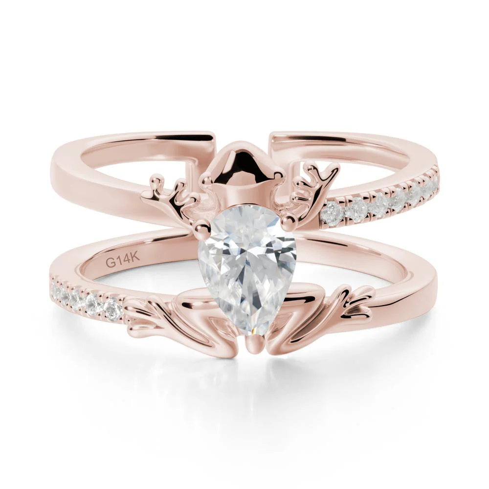 Pear Shaped Cubic Zirconia Frog Open Ring - Image 2