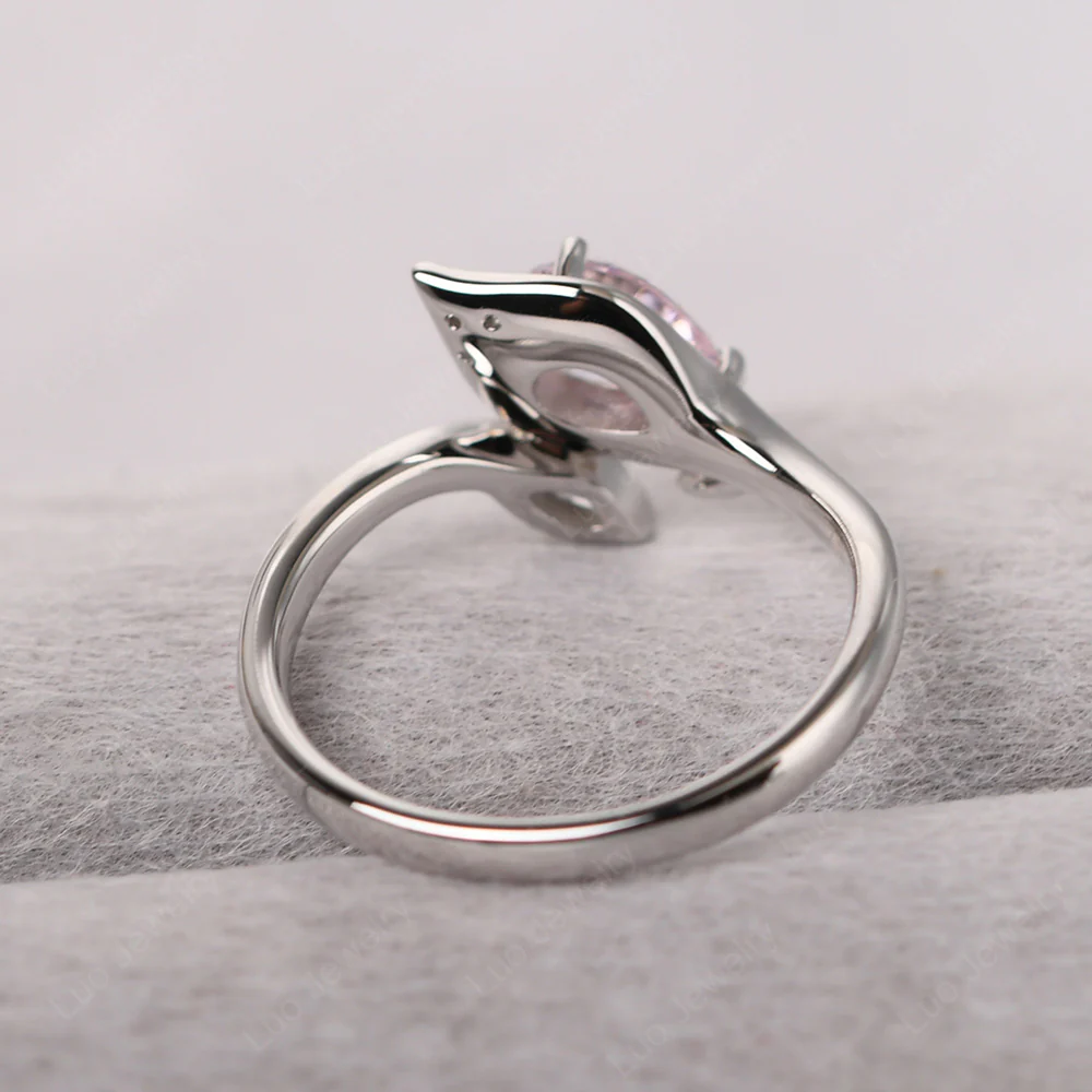 Nature Inspired Pink Cubic Zirconia Leaf Ring - Image 4