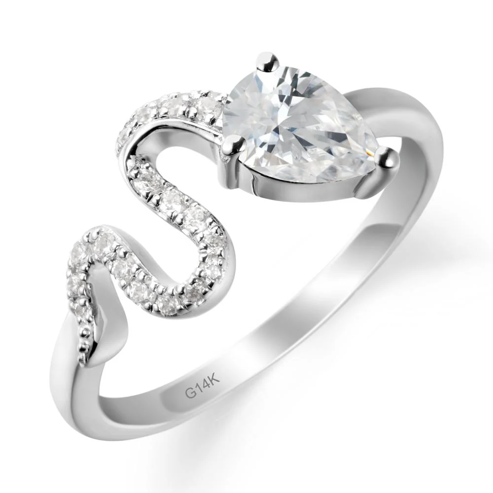 Pear Shaped Cubic Zirconia Serpent Ring - Image 3