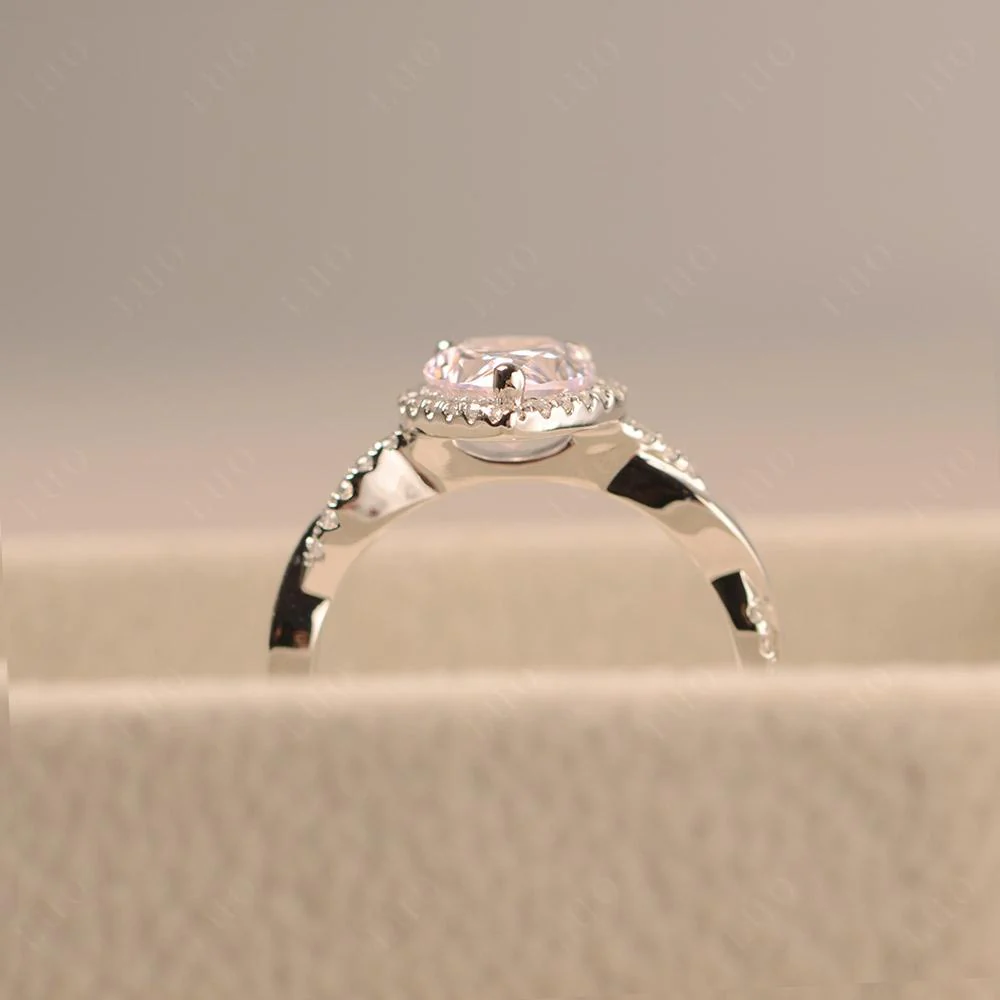 Pear Shaped Pink Cubic Zirconia Twisted Halo Ring - Image 32