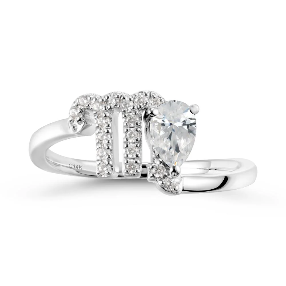 Pear Shaped Cubic Zirconia Virgo Zodiac Bypass Ring