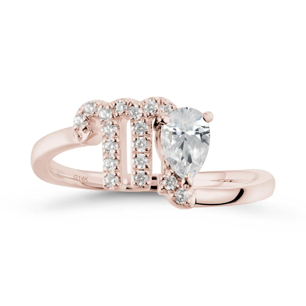 Pear Shaped Cubic Zirconia Virgo Zodiac Bypass Ring - Image 2
