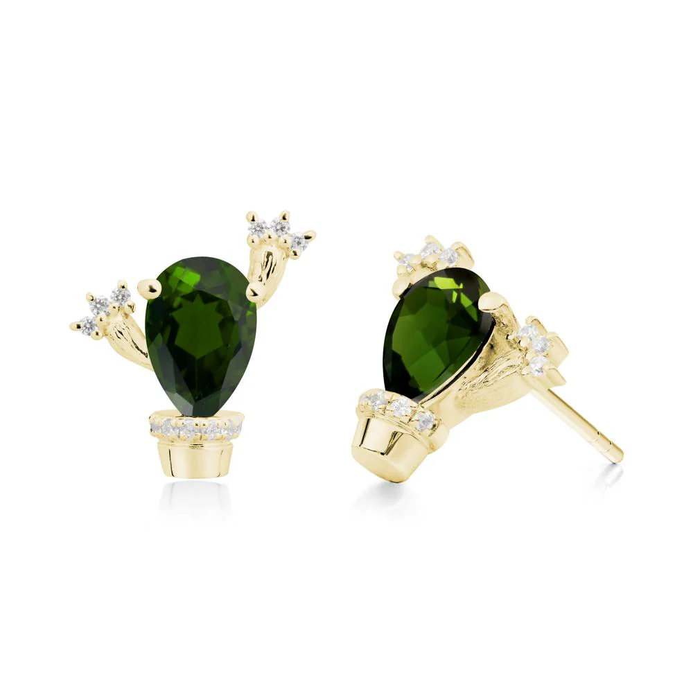 Pear Shaped Diopside Cactus Stud Earrings - Image 6