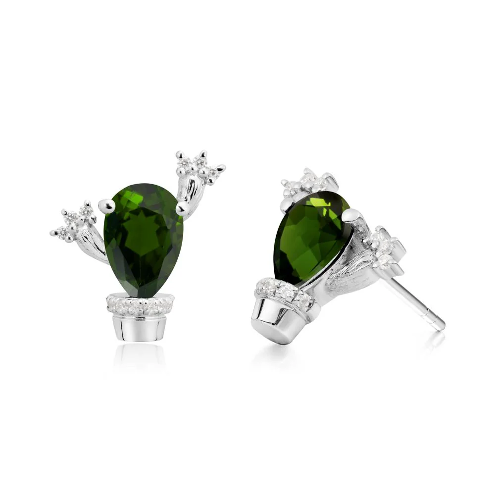 Pear Shaped Diopside Cactus Stud Earrings - Image 7