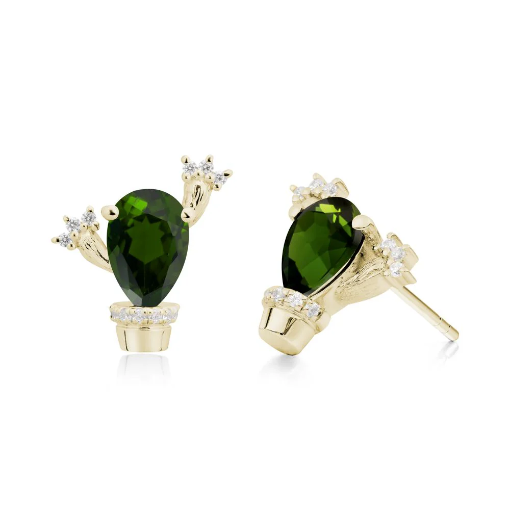 Pear Shaped Diopside Cactus Stud Earrings - Image 9