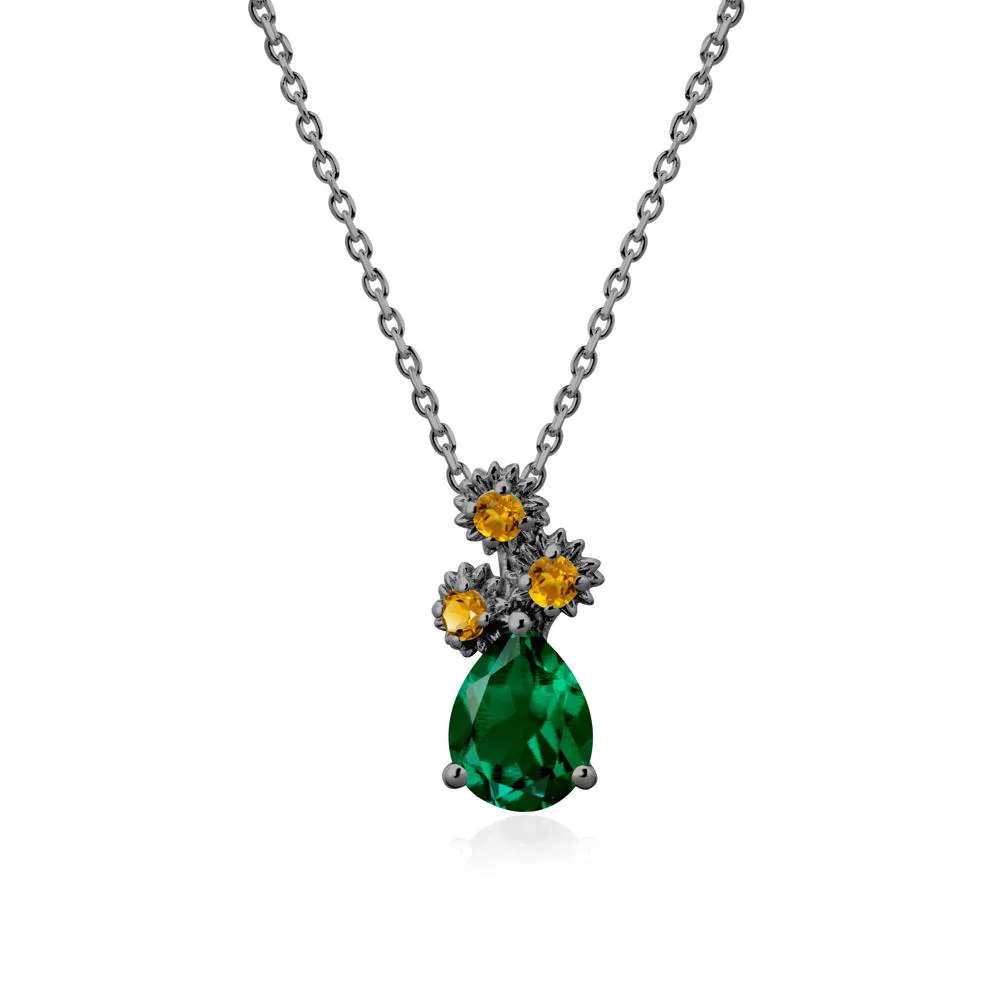 Pear Shaped Emerald and Citrine Sunflower Necklace - Image 8