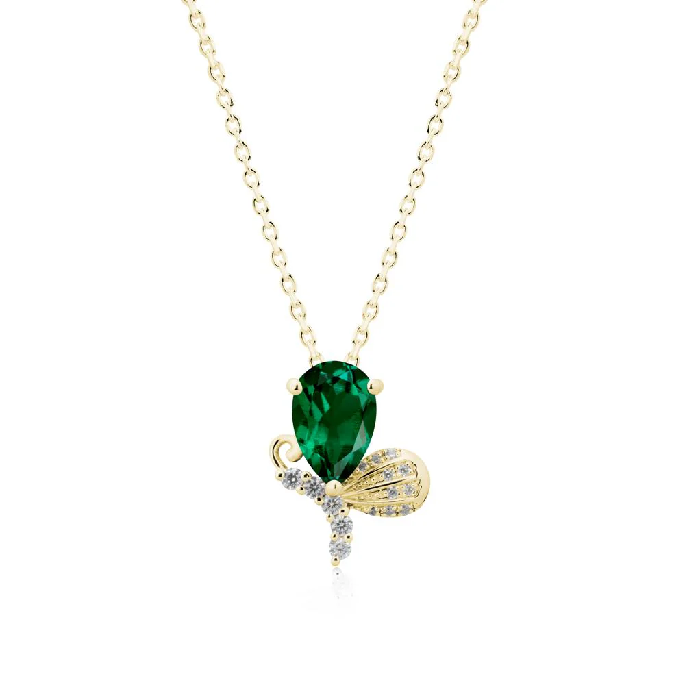 Pear Shaped Emerald Butterfly Necklace - Image 7