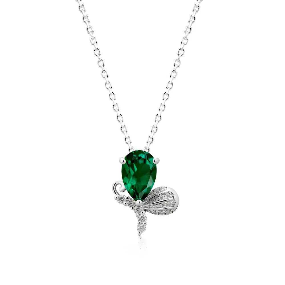 Pear Shaped Emerald Butterfly Necklace - Image 9