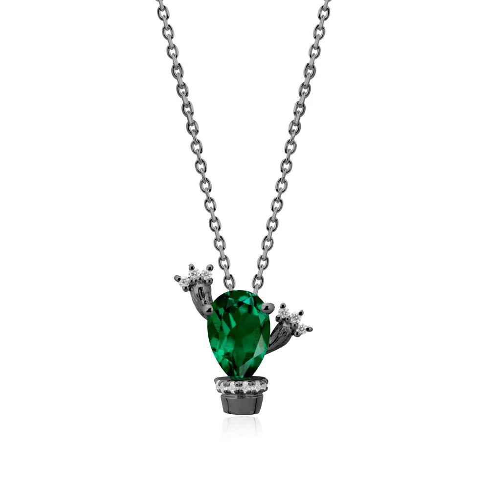 Pear Shaped Emerald Cactus Pendant