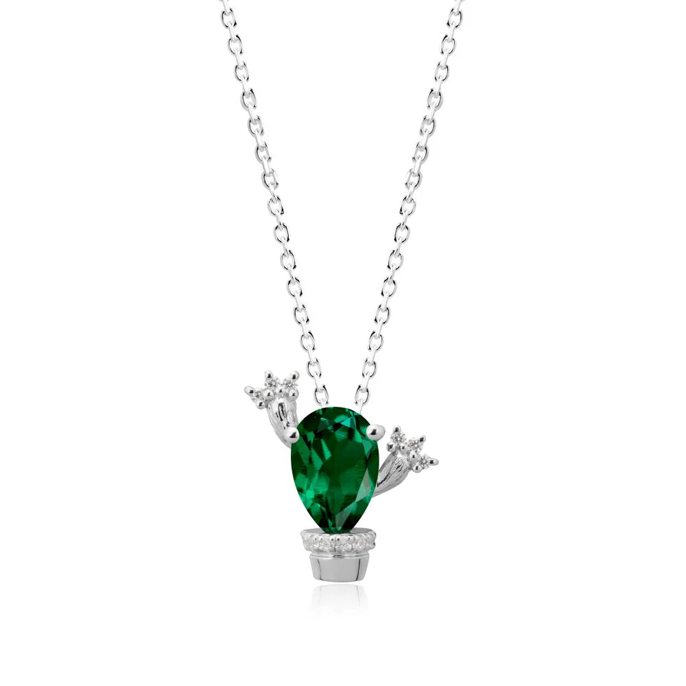 Pear Shaped Emerald Cactus Pendant - Image 3