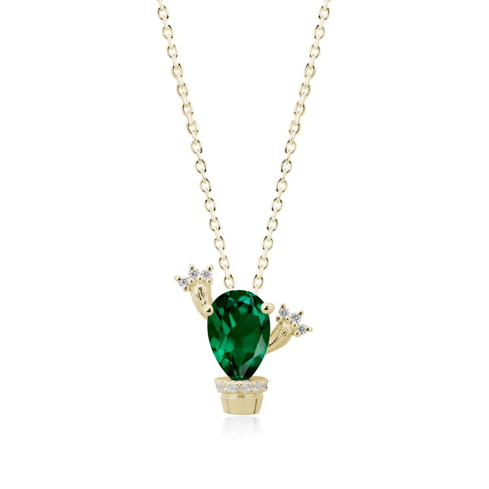 Pear Shaped Emerald Cactus Pendant - Image 4