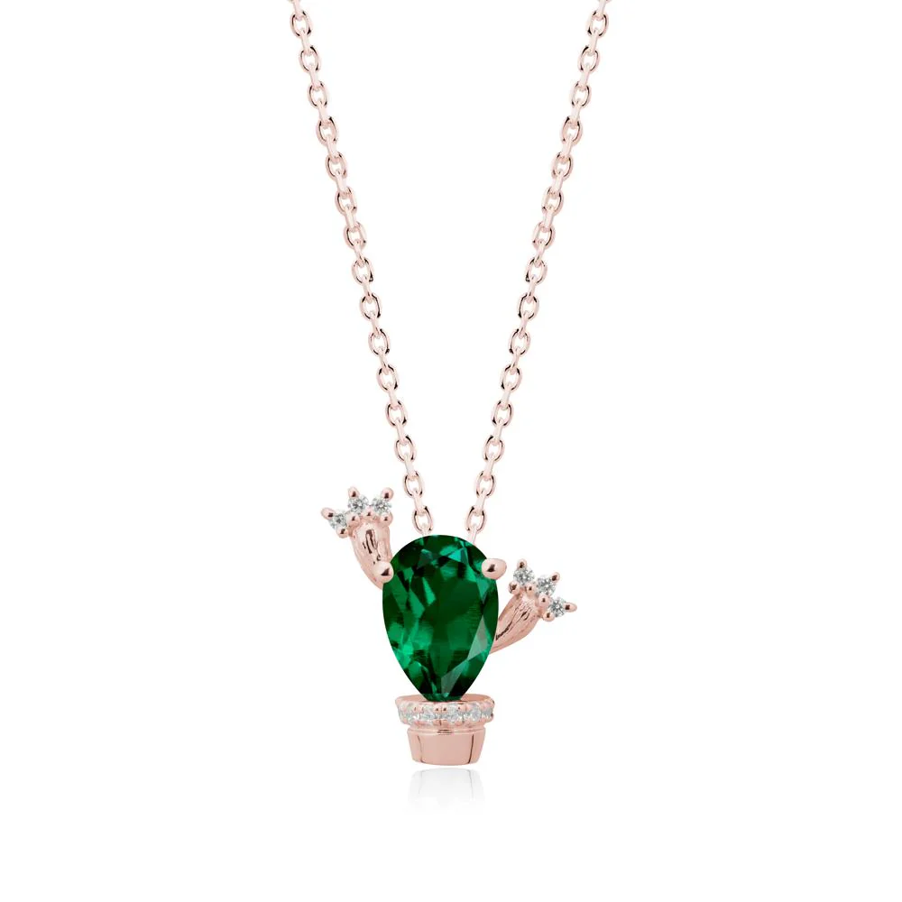 Pear Shaped Emerald Cactus Pendant - Image 5