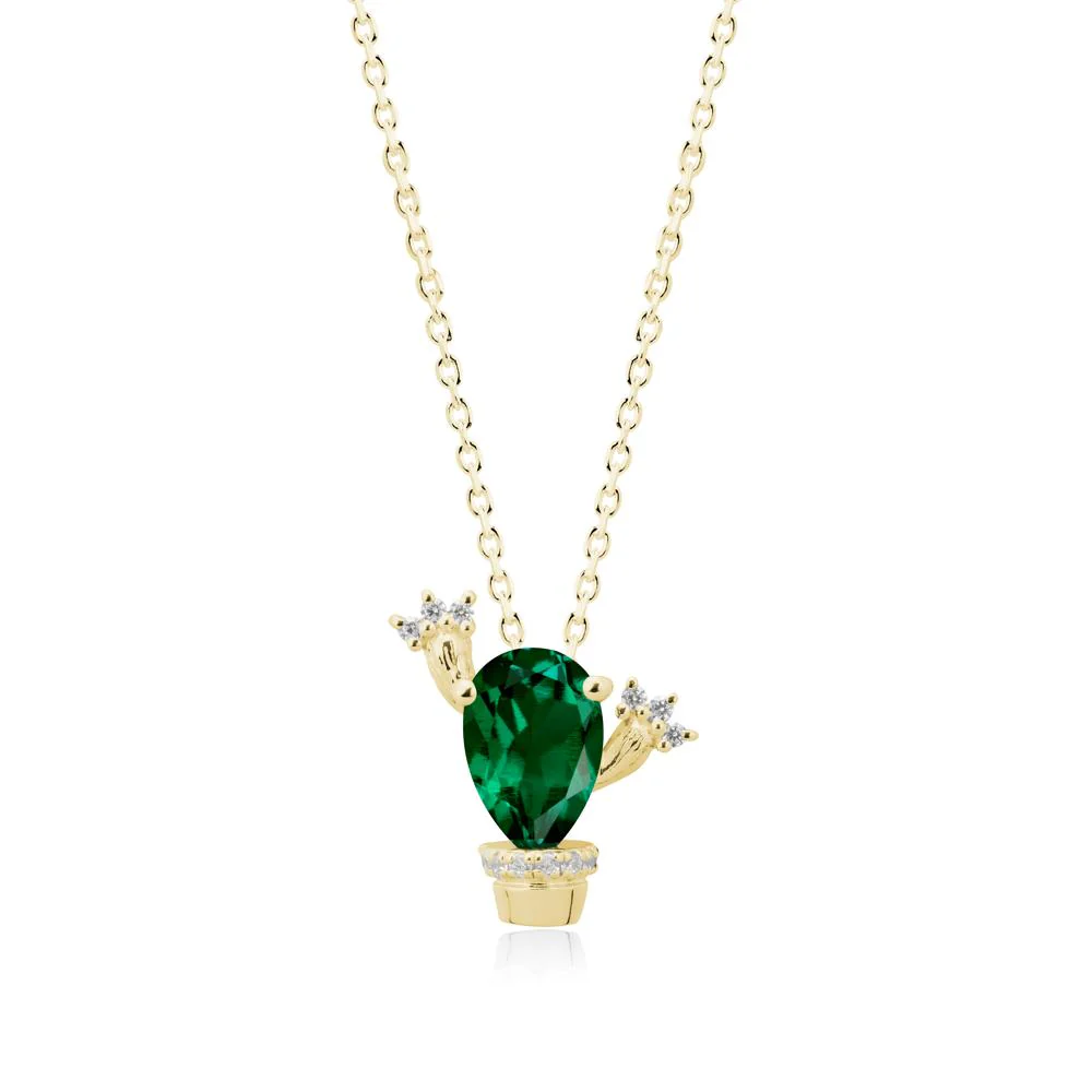 Pear Shaped Emerald Cactus Pendant - Image 7