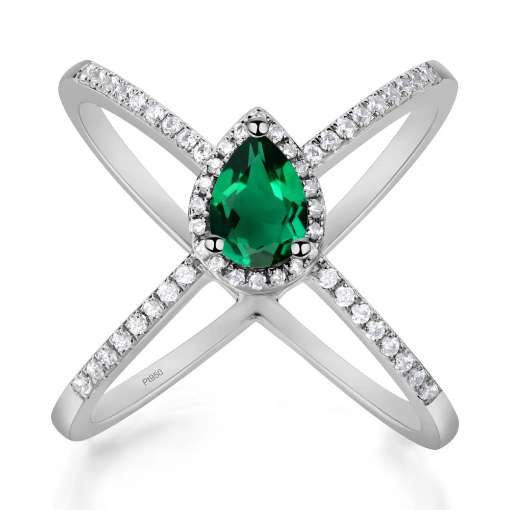 Pear Shaped Emerald Criss Cross Ring - Image 5