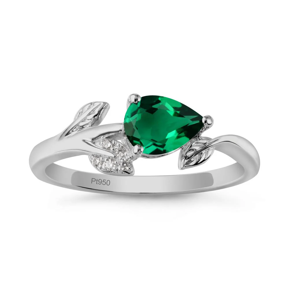 Pear Shaped Emerald Leaf Ring - Image 9
