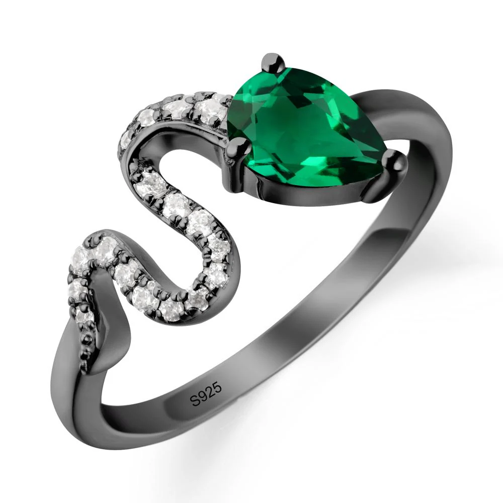 Pear Shaped Emerald Snake Ring - Image 8