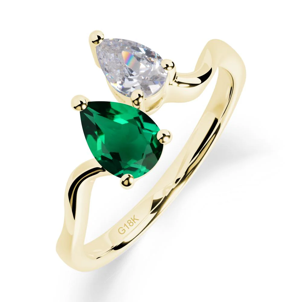 Pear Shaped Emerald Toi Et Moi Ring - Image 7