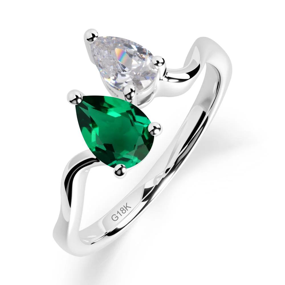 Pear Shaped Emerald Toi Et Moi Ring - Image 8