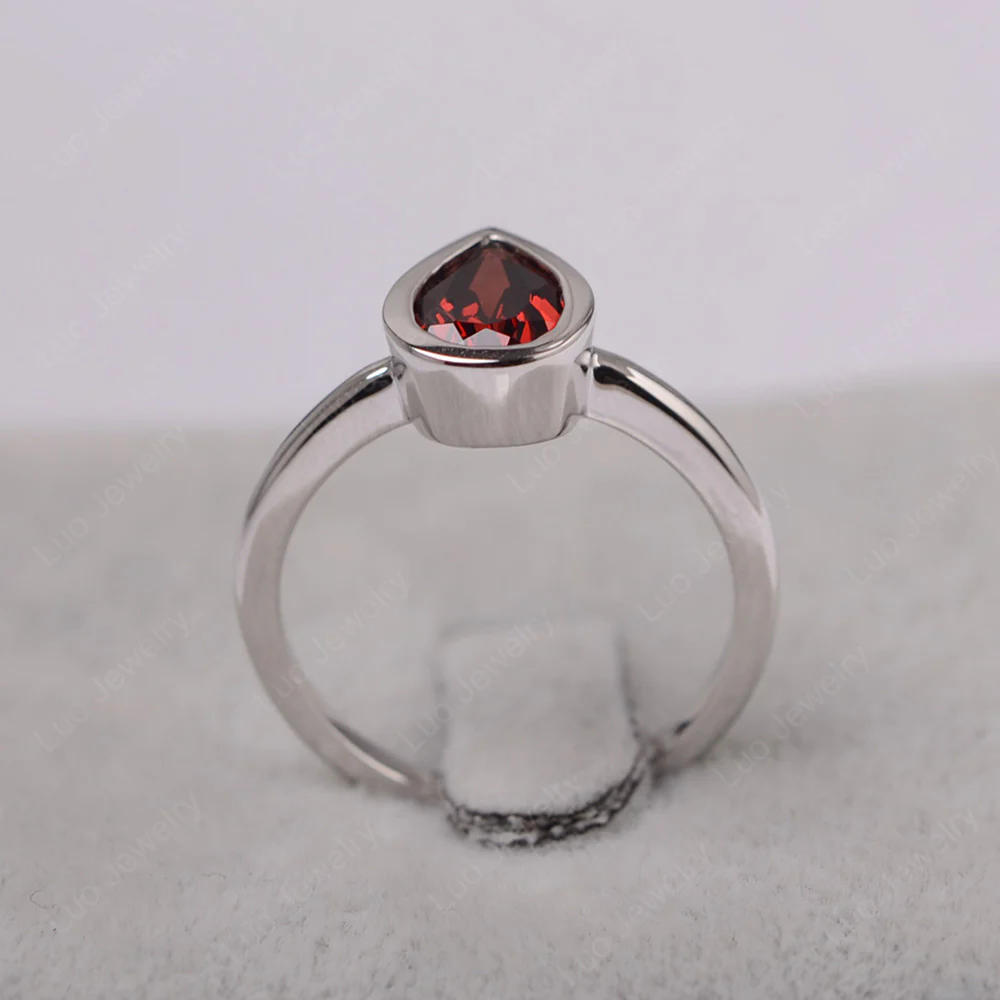 Pear Shaped Garnet Bezel Set Ring - Image 3