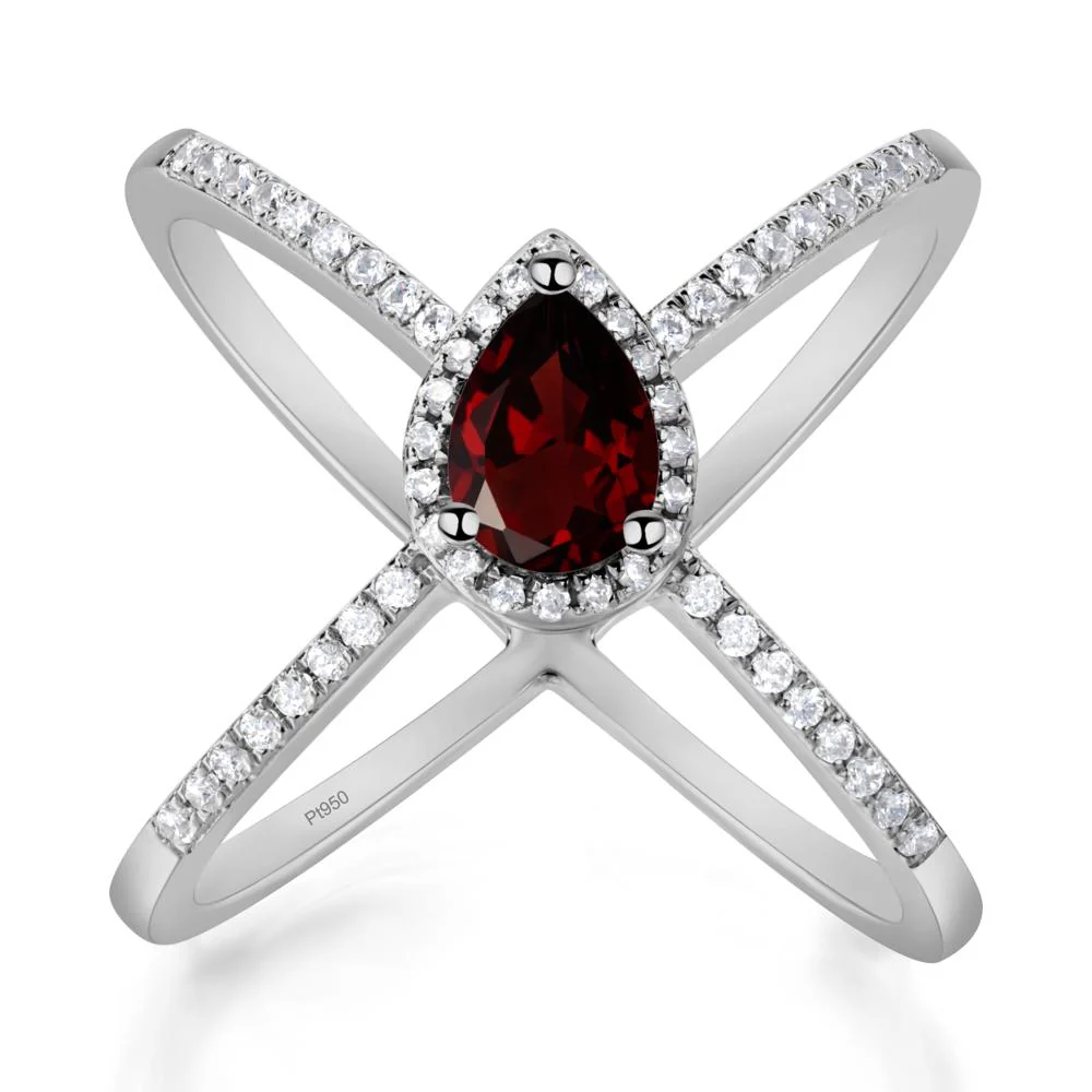 Pear Shaped Garnet Criss Cross Ring - Image 5