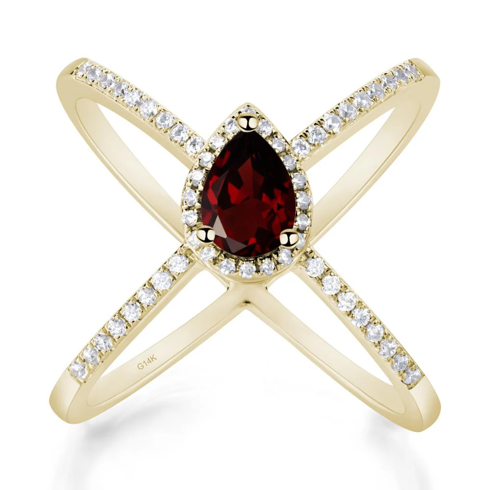 Pear Shaped Garnet Criss Cross Ring - Image 8