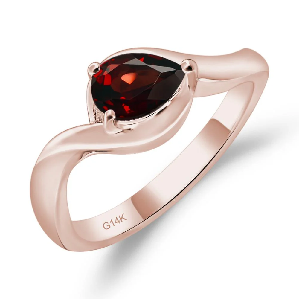 Pear Shaped Garnet East West Solitaire Ring
