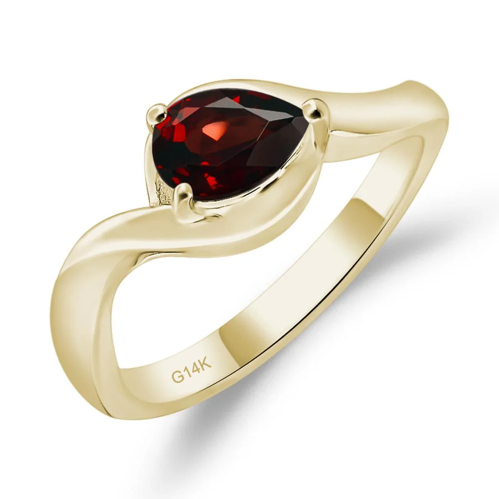Pear Shaped Garnet East West Solitaire Ring - Image 5