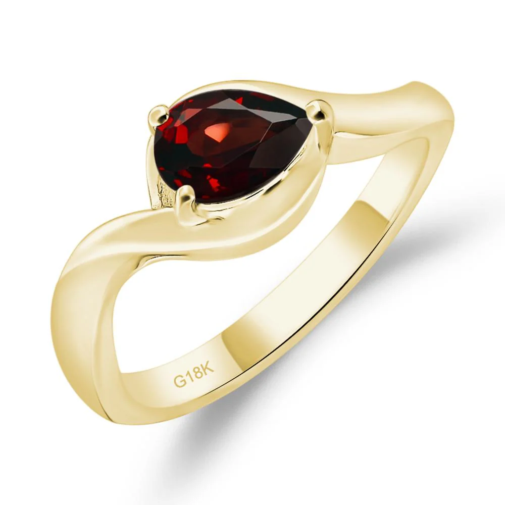 Pear Shaped Garnet East West Solitaire Ring - Image 8