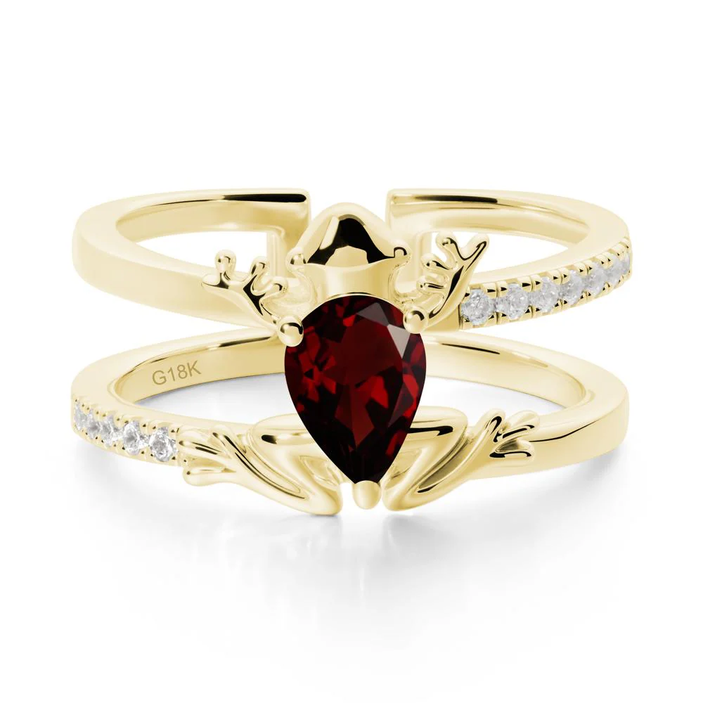 Pear Shaped Garnet Frog Open Ring - Image 7