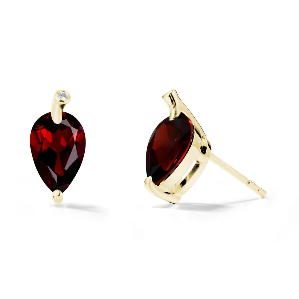 Pear Shaped Garnet Leaf Earrings - Image 6