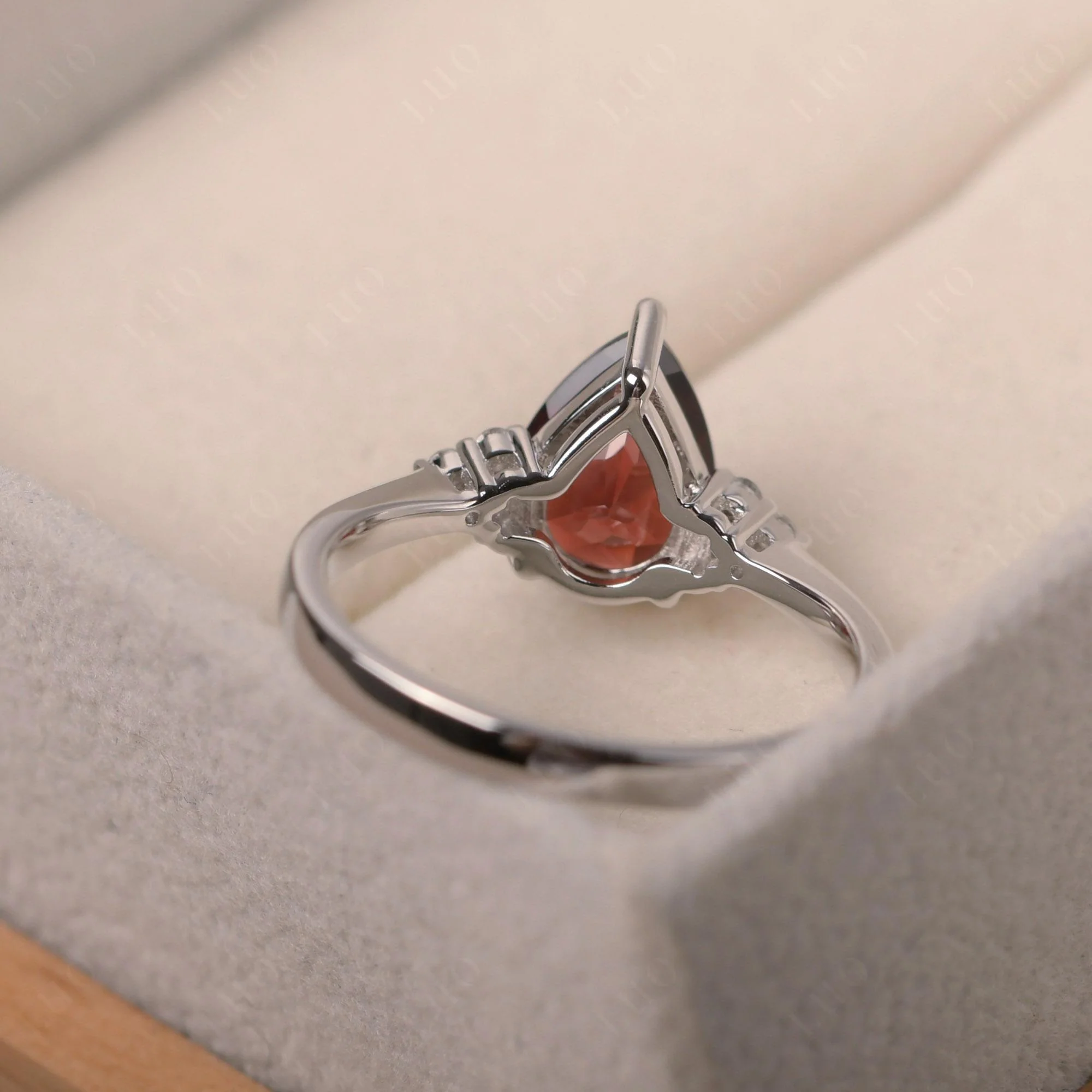 Pear Shaped Garnet Promise Ring - Image 3
