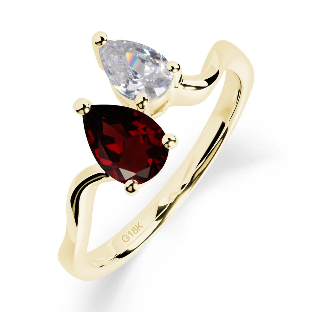 Pear Shaped Garnet Toi Et Moi Ring - Image 4