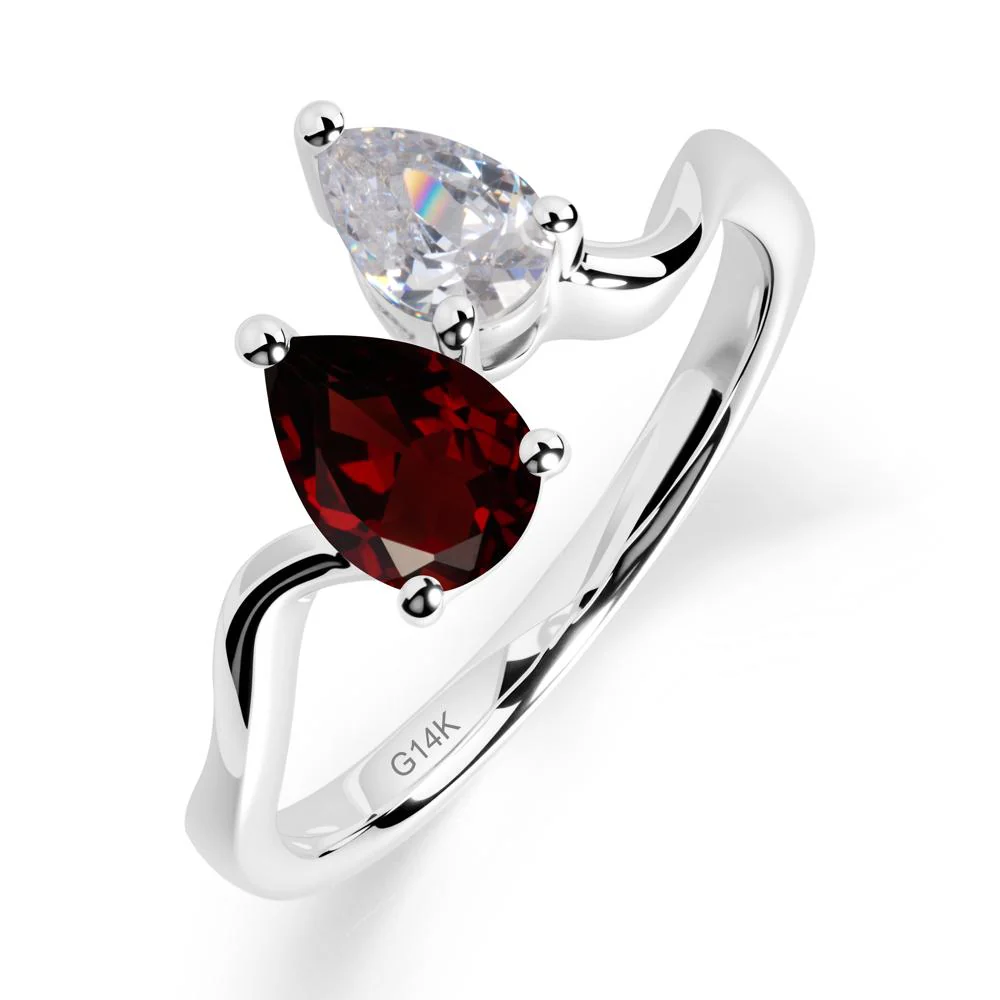 Pear Shaped Garnet Toi Et Moi Ring - Image 9