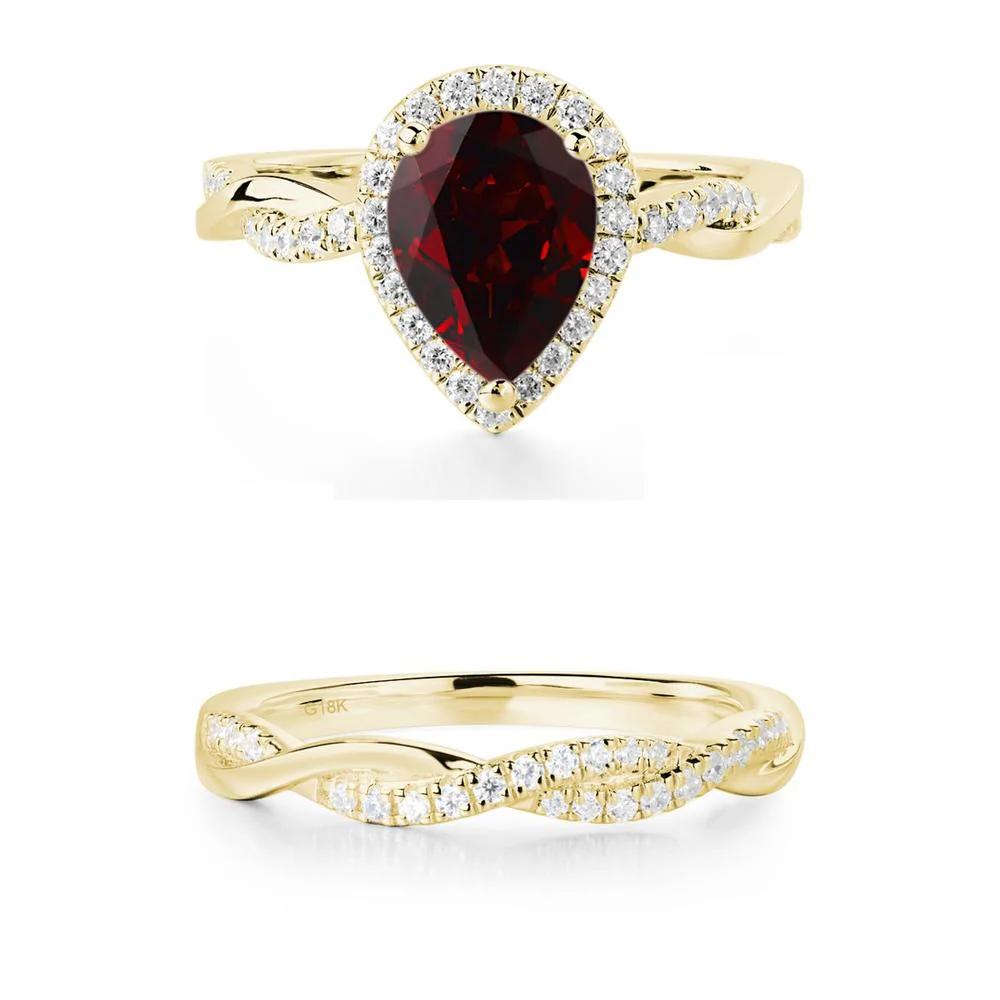 Garnet Twisted Halo Engagement Ring - Image 15