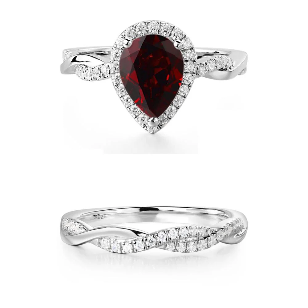 Garnet Twisted Halo Engagement Ring - Image 17