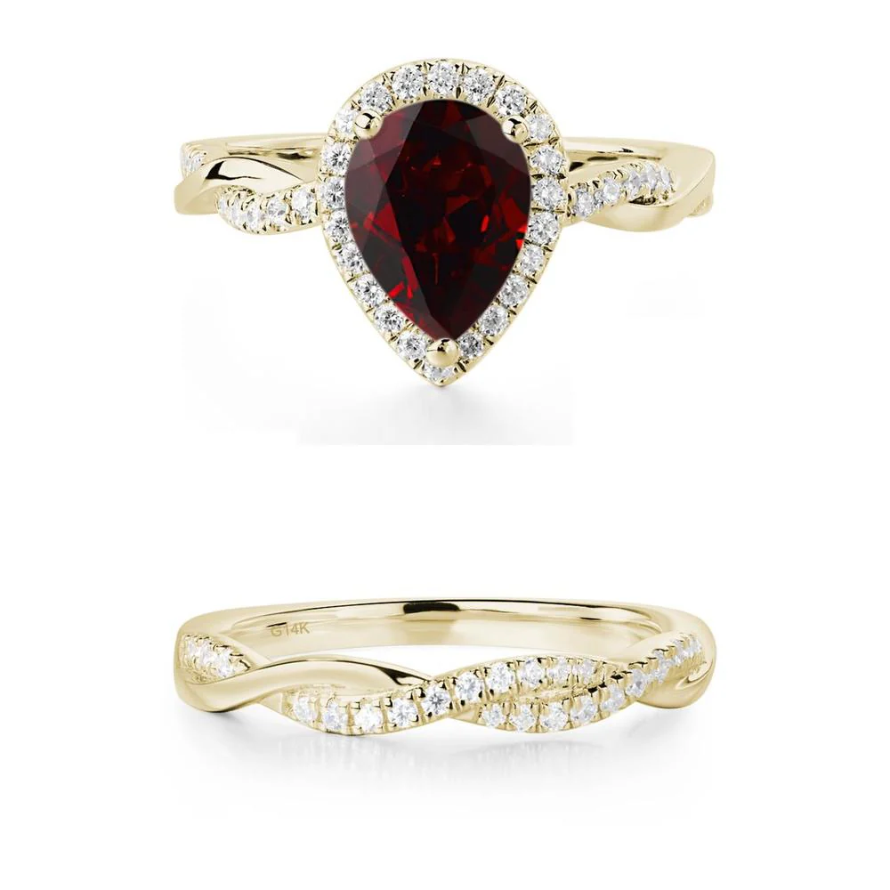 Garnet Twisted Halo Engagement Ring - Image 19