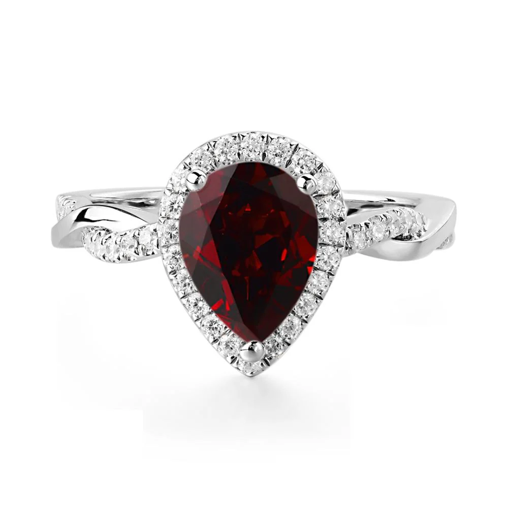 Garnet Twisted Halo Engagement Ring - Image 2
