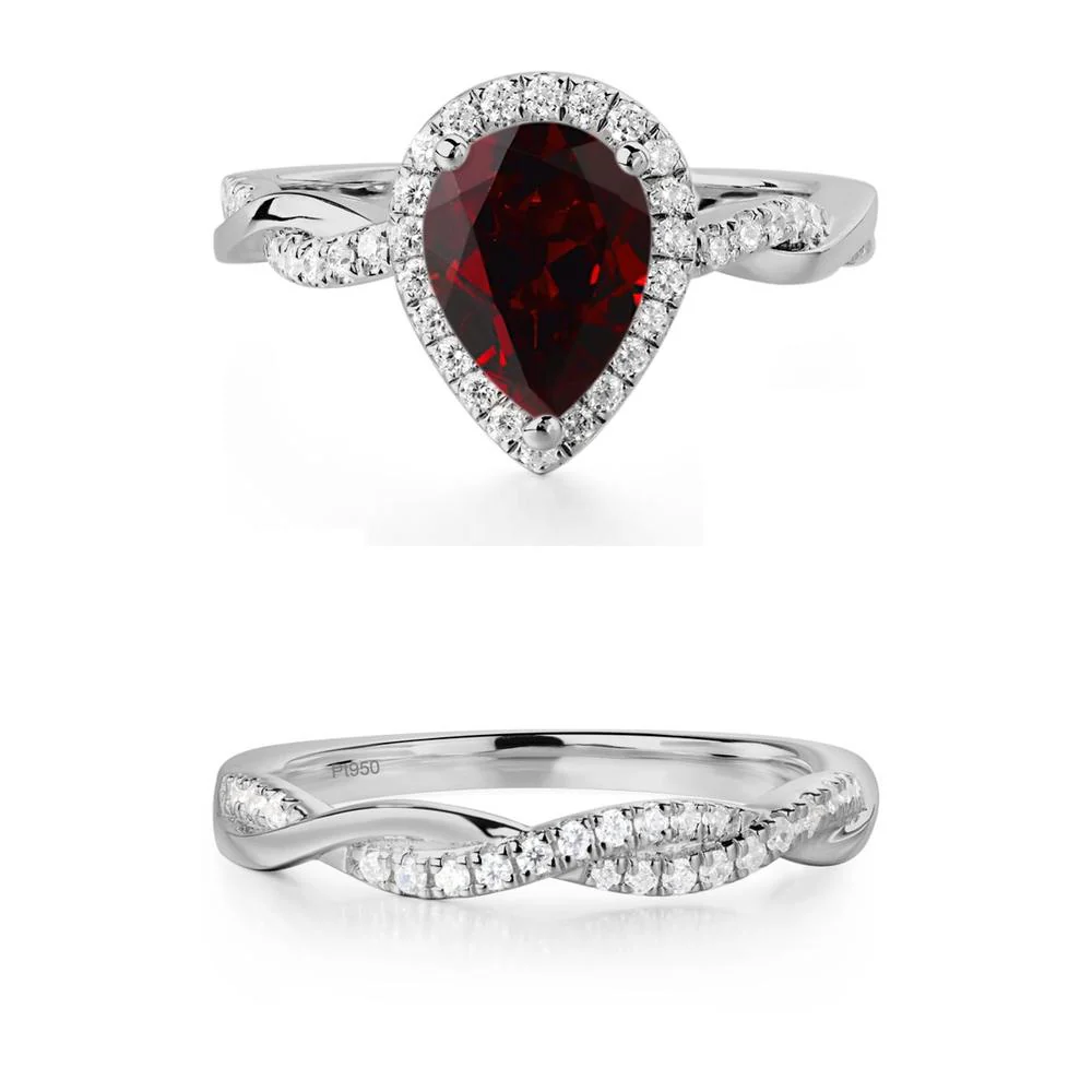 Garnet Twisted Halo Engagement Ring - Image 21