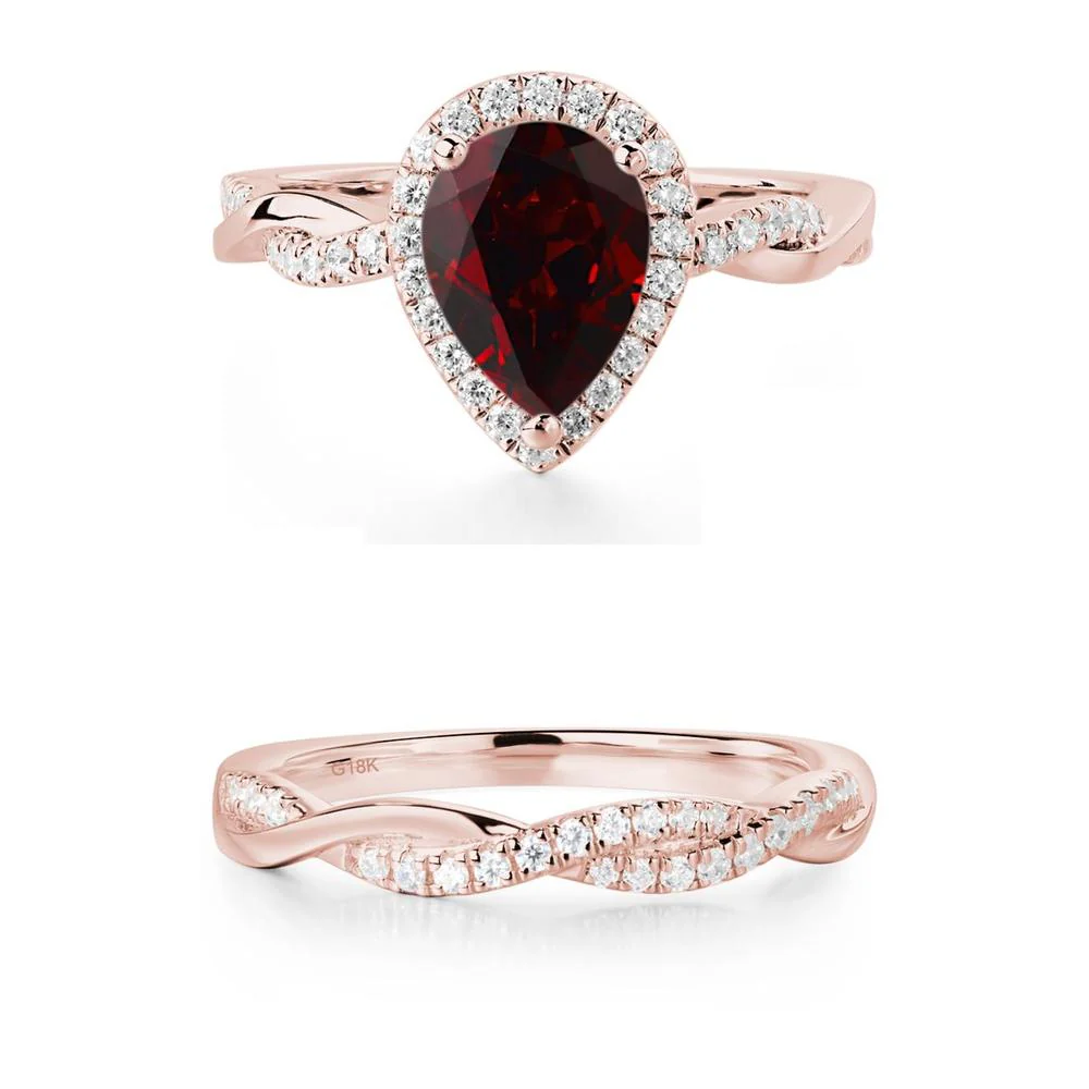 Garnet Twisted Halo Engagement Ring - Image 25