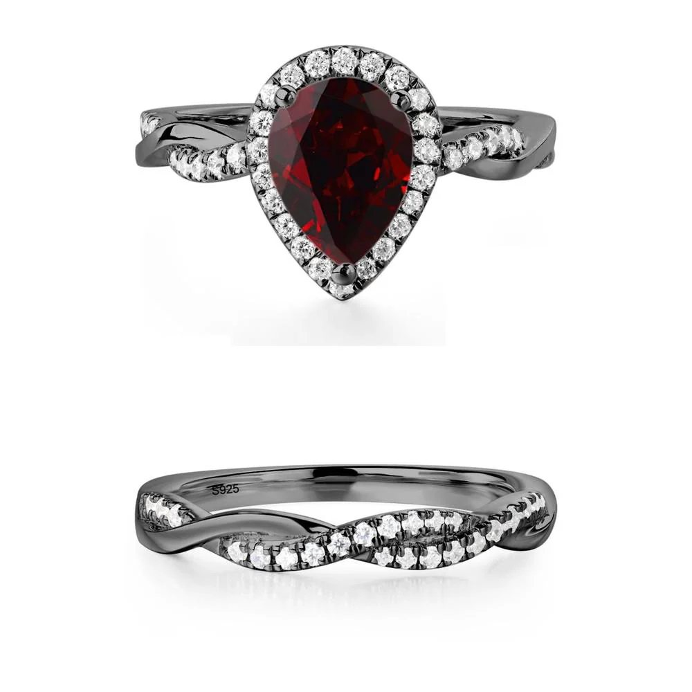 Garnet Twisted Halo Engagement Ring - Image 27