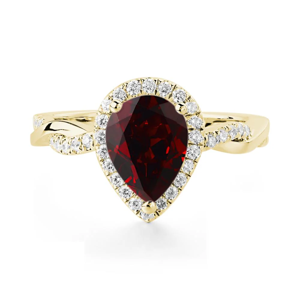 Garnet Twisted Halo Engagement Ring - Image 3