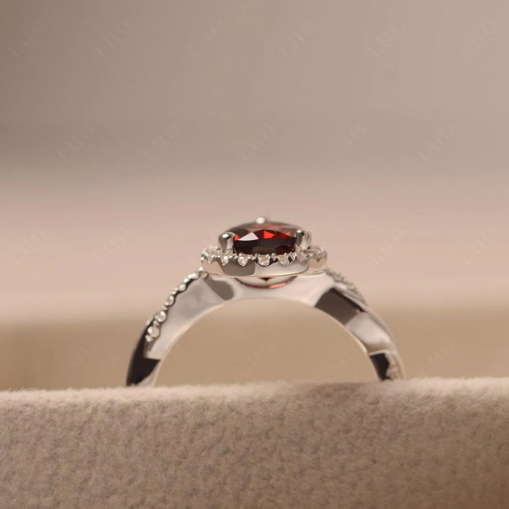 Garnet Twisted Halo Engagement Ring - Image 33