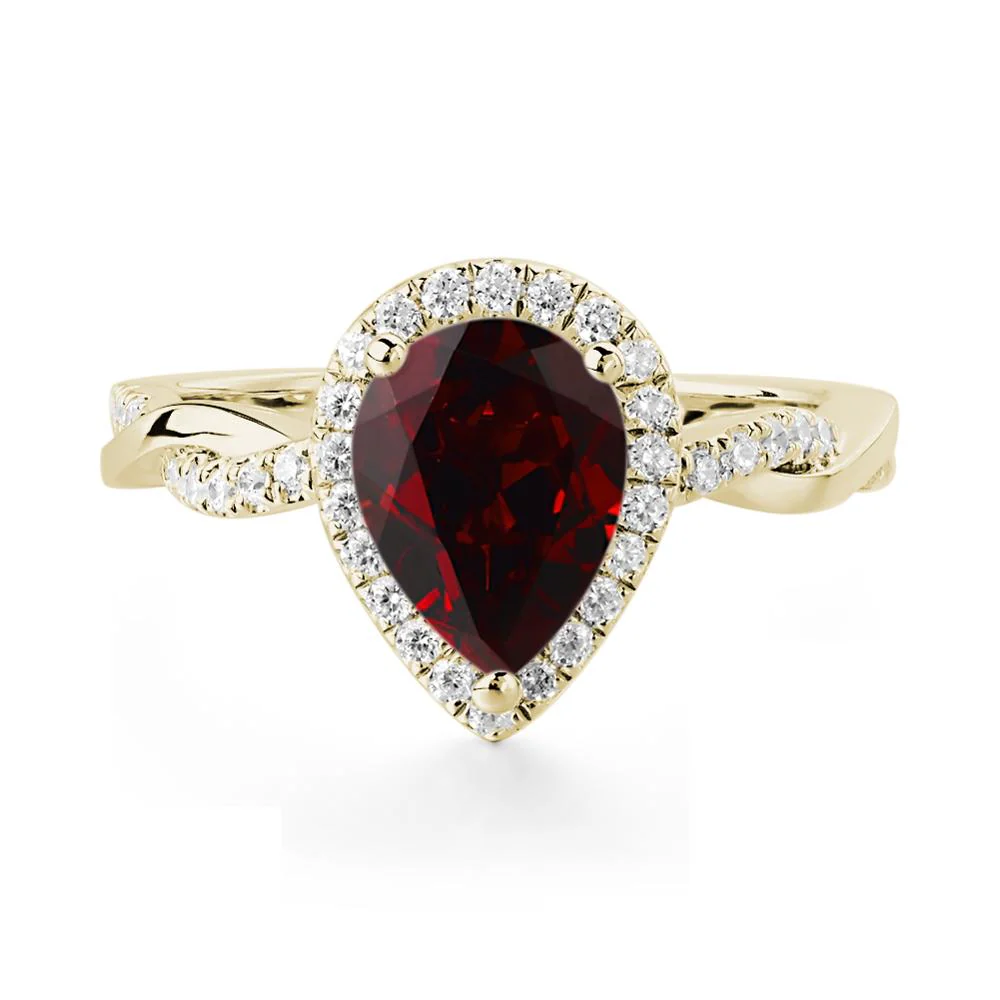 Garnet Twisted Halo Engagement Ring - Image 5