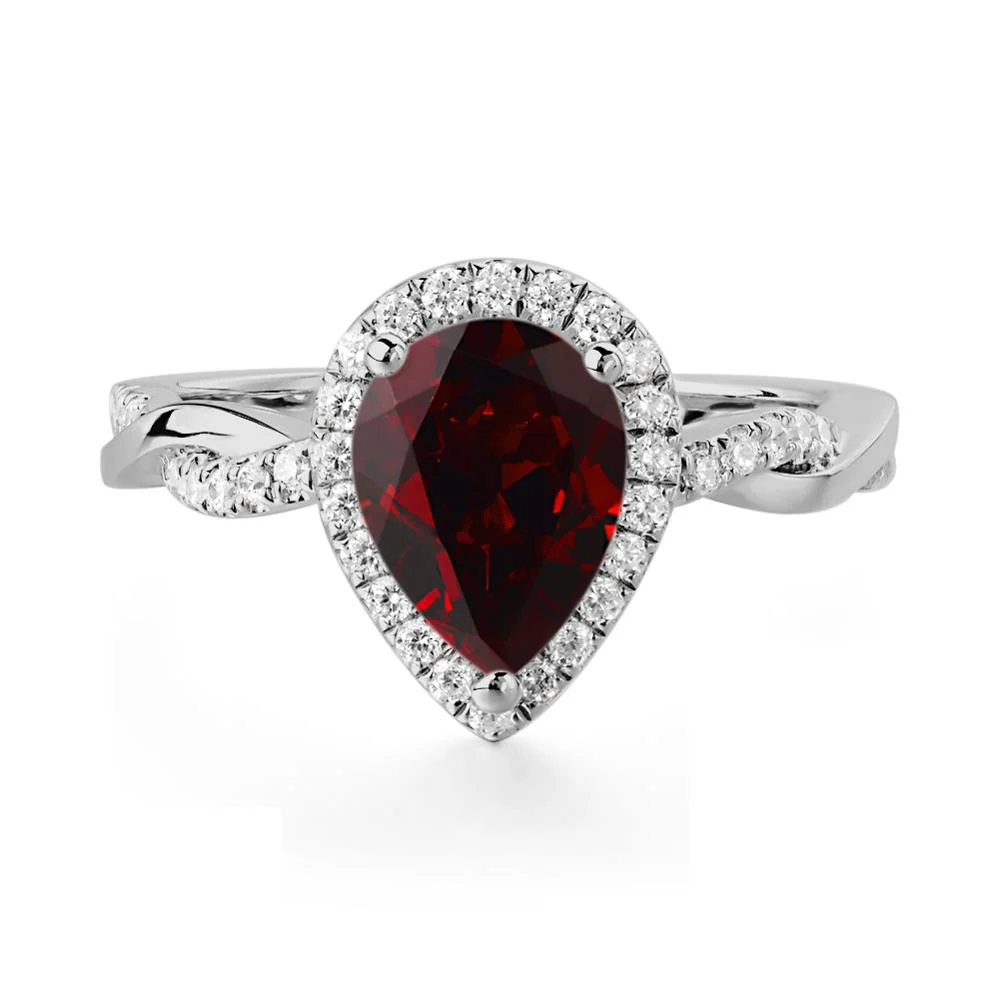 Garnet Twisted Halo Engagement Ring - Image 6