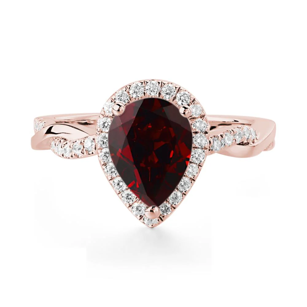 Garnet Twisted Halo Engagement Ring - Image 8
