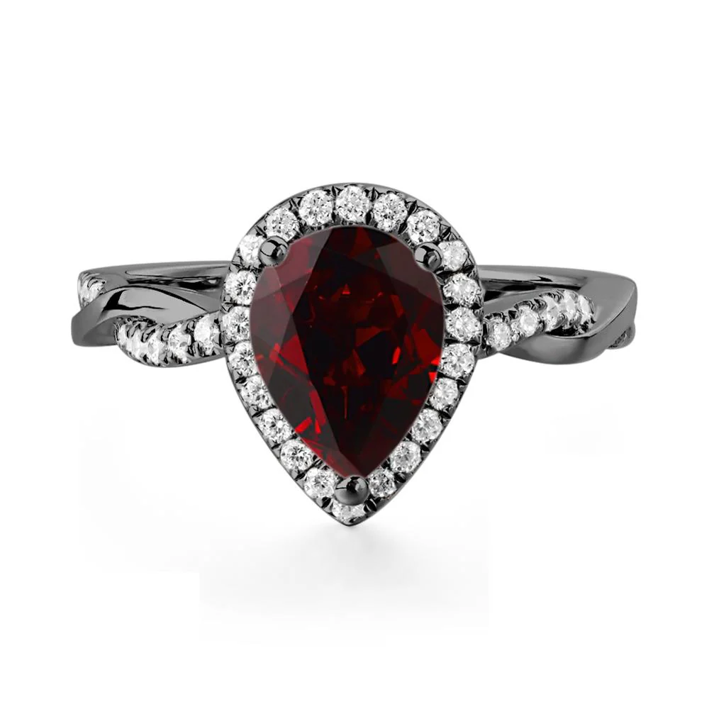 Garnet Twisted Halo Engagement Ring - Image 9