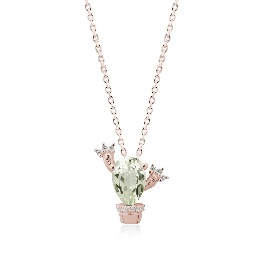 Pear Shaped Green Amethyst Cactus Pendant