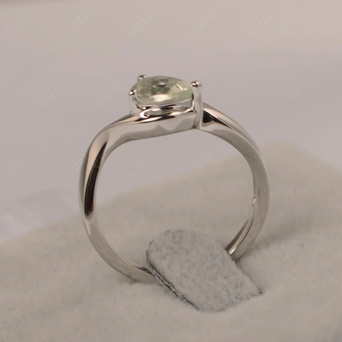 Green Amethyst Pear Solitaire Ring - Image 11